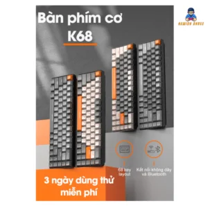 Bàn Phím Cơ Bluetooth Không Dây K68BT Trục Cơ Red Switch Có Hotswap Kết Nối Máy Tính / Điện Thoại / Tablet