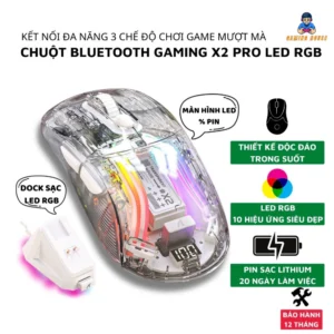 Chuột Máy Tính Không Dây Bluetooth Ziyou X2 PRO VIP Mouse LED RGB , Pin sạc cho Máy tính, Laptop PC