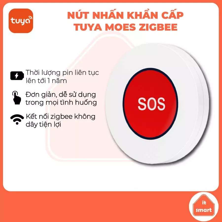 Nút nhấn khẩn cấp Tuya Moes zigbee, nút nhấn ngữ cảnh