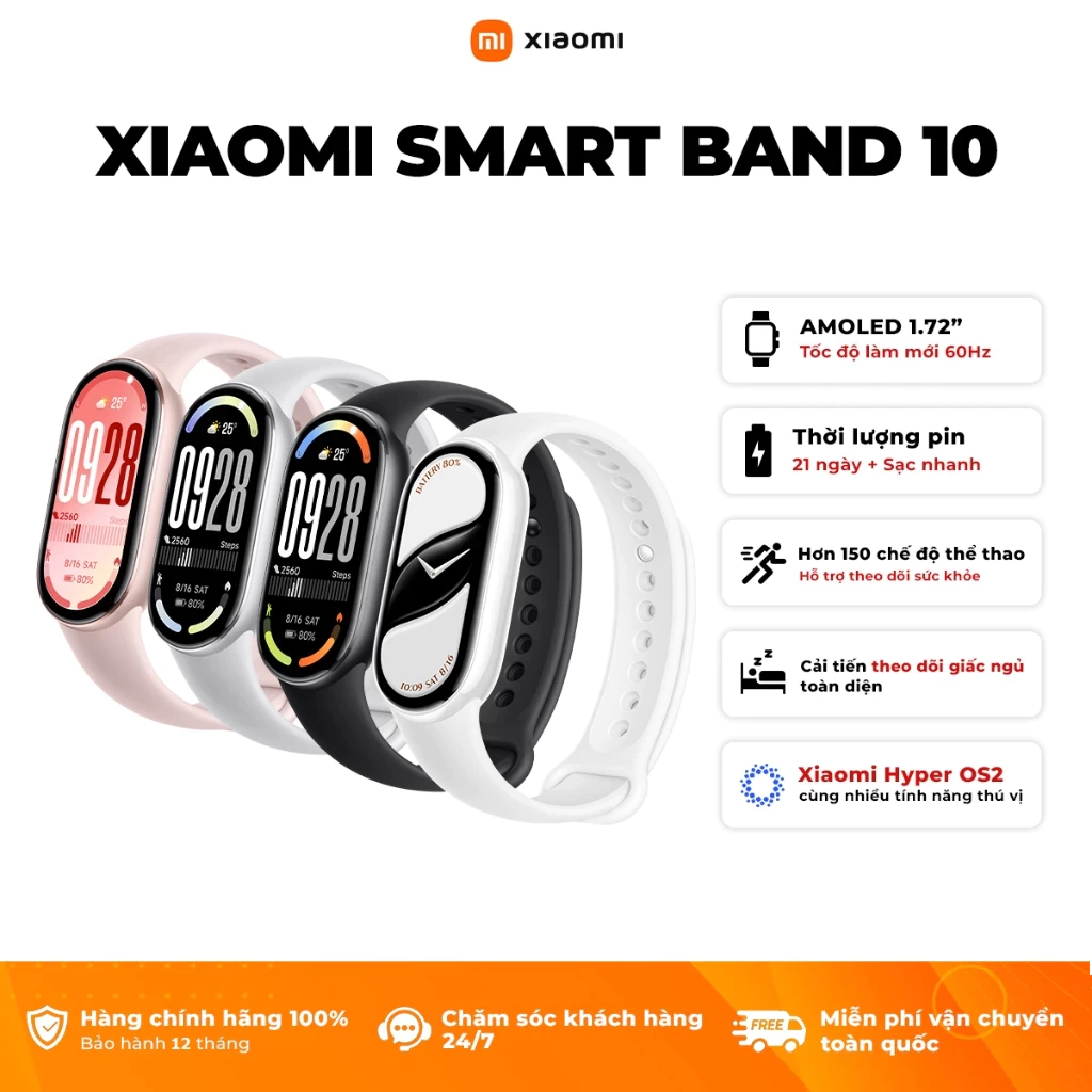 Vòng Đeo Tay Xiaomi Mi Smart Band 10 - Màn Hình 1.72" AMOLED, Pin 21 Ngày - Image 2