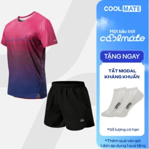 [TẶNG TẤT]Set đồ chạy bộ Áo Thun Nam thể thao Graphic và Quần short Maxcool thoáng khí Coolmate