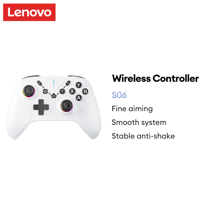 Bộ điều khiển Bluetooth Lenovo S06 Bộ điều khiển tay cầm chơi game có dây cho phụ kiện chuyển đổi cần điều khiển cho TV / Android / IOS / PC