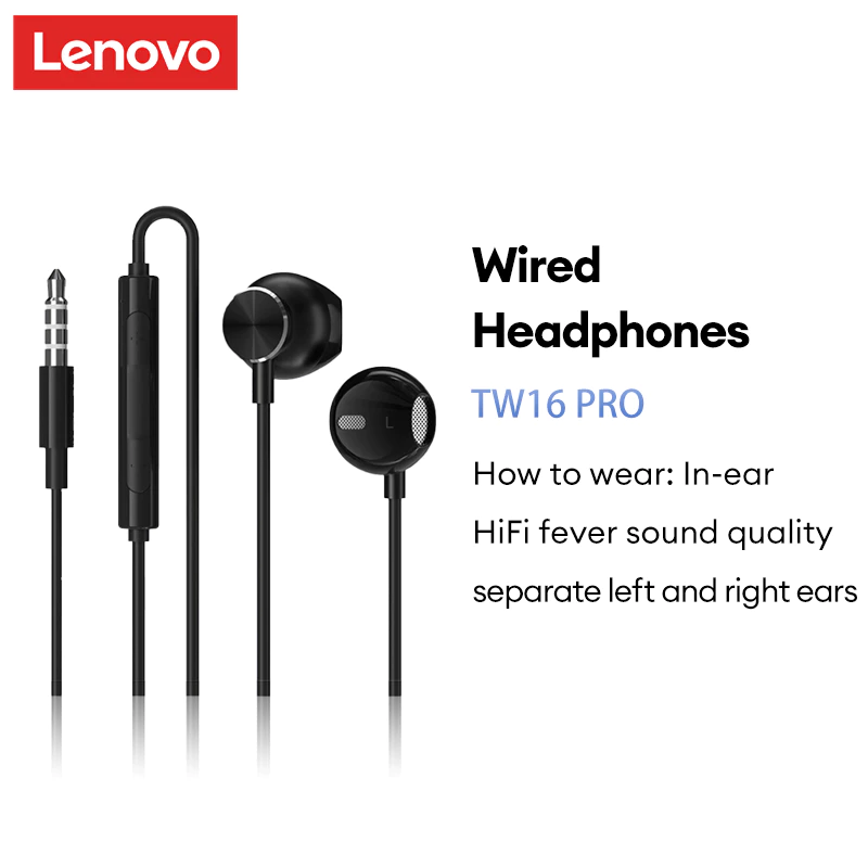 Tai nghe nhét tai có dây Lenovo TW16 Pro 3.5mm Type-C có micrô cuộc gọi HD