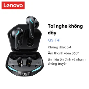 Tai nghe không dây Lenovo QS-T41 Tai nghe Bluetooth Cảm ứng thông minh Chơi game Âm nhạc Chế độ kép có Mic Bluetooth 5.4