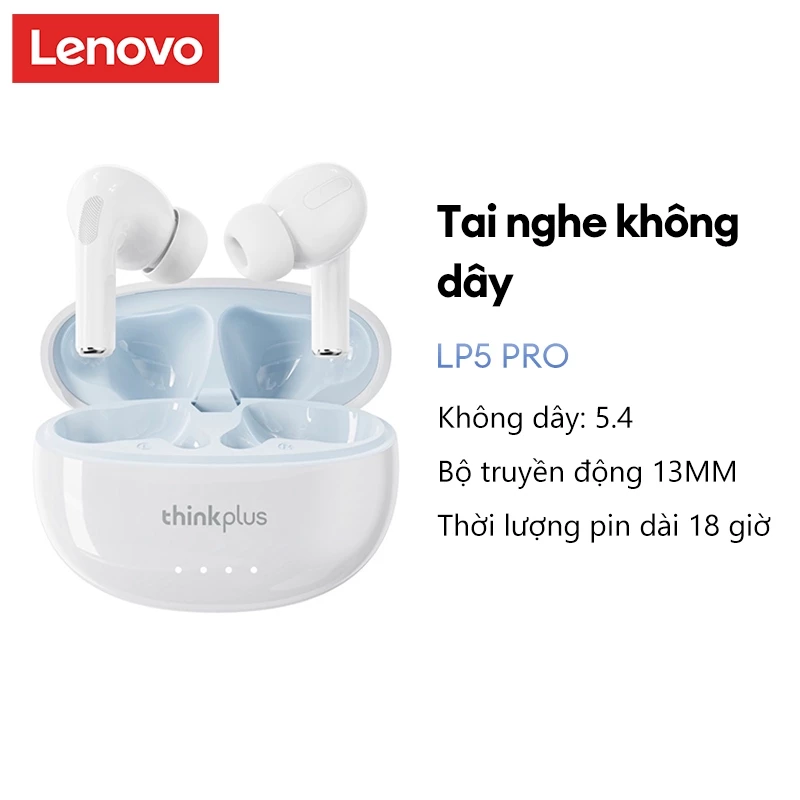 Tai nghe Bluetooth Lenovo LP5 Pro Âm thanh nổi HIFI Lên đến 18 giờ Tuổi thọ pin Tai nghe không dây Bluetooth 5.4