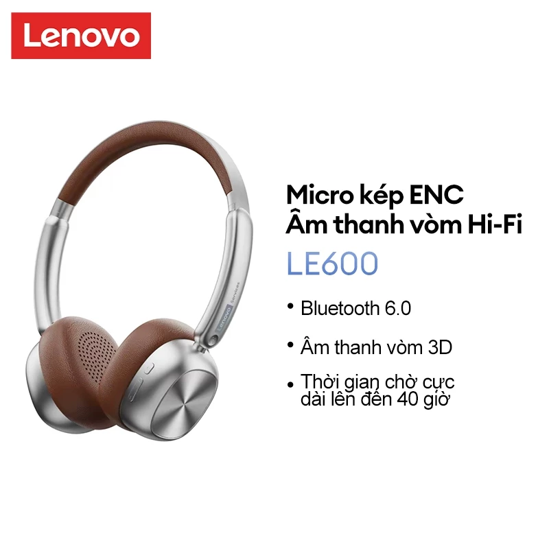 Tai nghe không dây Lenovo LE600 Tai nghe Bluetooth HIFI Stereo Pin dung lượng lớn có micrô BT 6.0