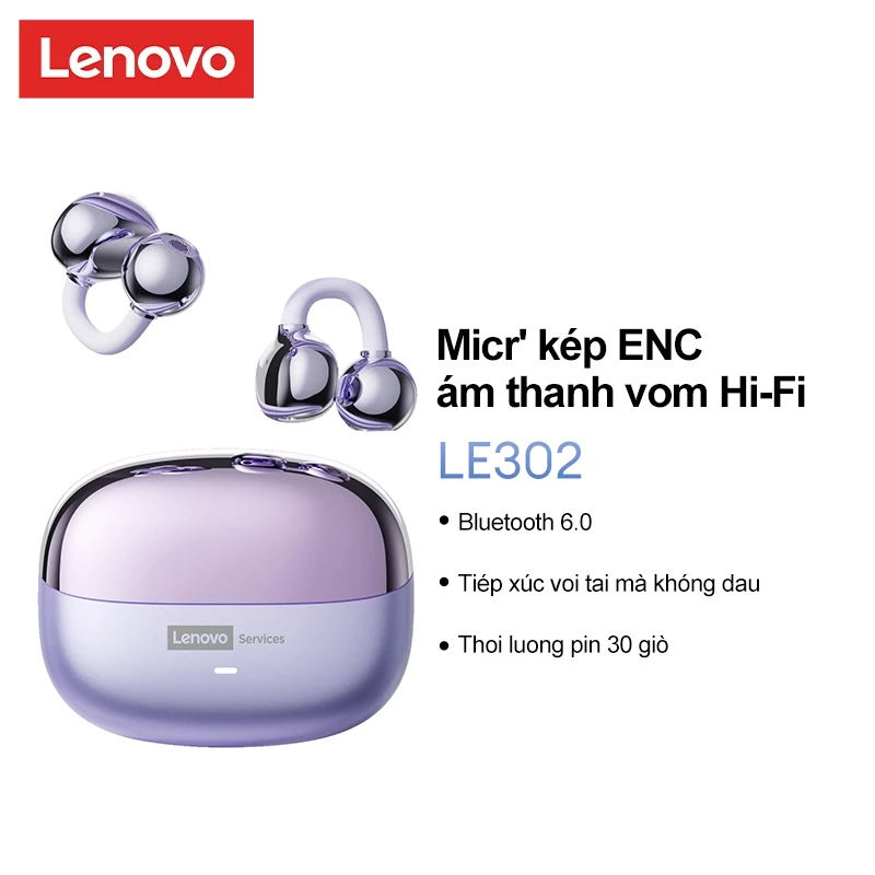 Tai nghe Bluetooth Lenovo LE302 IPX5 chống thấm nước chất lượng âm thanh HIFI thoải mái khi đeo trong khi tập thể dục