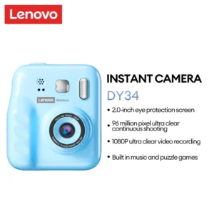 Máy ảnh in tức thì Lenovo DY34 9600W Pixel Ultra Clear Chụp liên tục 1080P Trò chơi xếp hình chụp ảnh độ phân giải cao và đèn LED âm nhạc Đầu ra 3 giây Camera di động