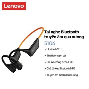 Tai nghe Bluetooth dẫn truyền xương Lenovo S106 Âm thanh vòm HIFI IPX8 Chống nước Chống mồ hôi Thể thao Âm nhạc Bluetooth V6.0