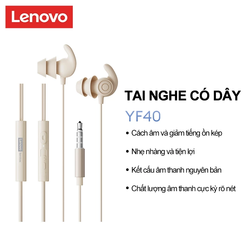 Tai nghe có dây Lenovo YF40 Tai nghe ngủ cảm biến đám mây hoàn toàn mới với cách âm kép và giảm tiếng ồn Thoải mái và không áp lực bên Chất lượng âm thanh độ phân giải cao