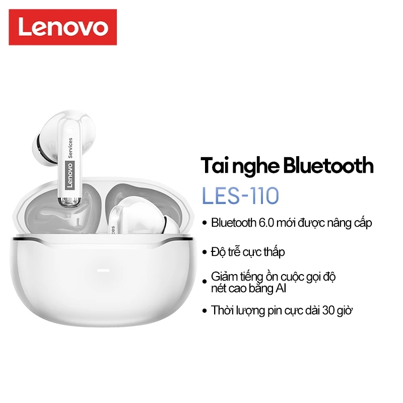 Tai nghe Bluetooth không dây Lenovo LES-110 Chất lượng âm thanh HIFI AI Giảm tiếng ồn cuộc gọi độ phân giải cao Độ trễ siêu thấp Bluetooth 6.0