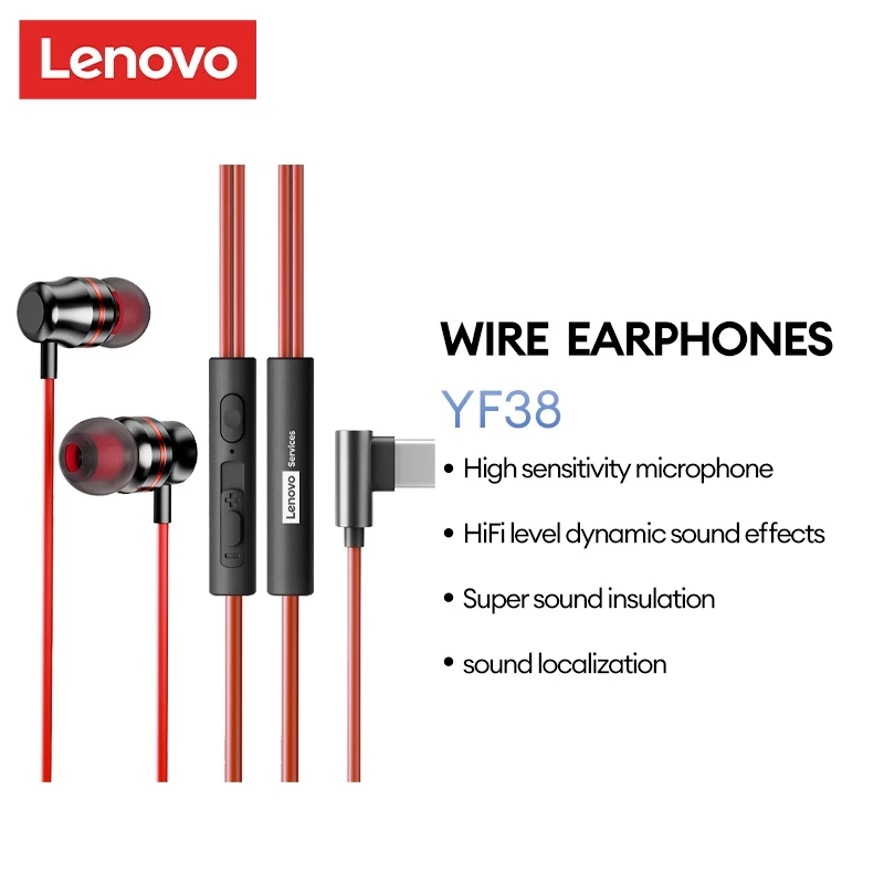 Tai nghe có dây Lenovo YF38 HIFI Lớp Chất lượng âm thanh Bản địa hóa Cách âm kép và giảm tiếng ồn Micro độ phân giải cao Âm thanh vòm