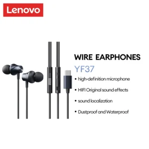 Tai nghe có dây Lenovo YF37 Hiệu ứng âm thanh cấp HIFI Độ trễ thấp Giảm tiếng ồn khi chơi game Micro độ phân giải cao Âm thanh vòm Chống bụi và chống nước