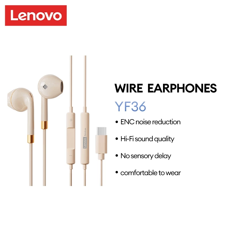 Tai nghe có dây Lenovo YF36 Chất lượng âm thanh HIFI Độ trễ thấp Cách âm và giảm tiếng ồn Micro độ phân giải cao Âm thanh vòm