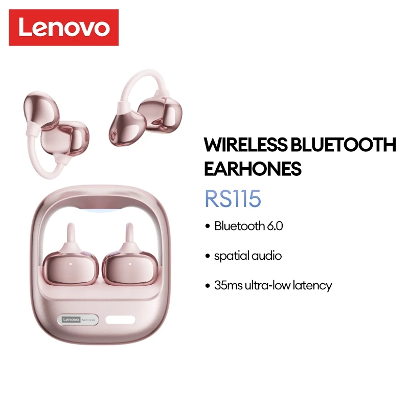 Tai nghe Bluetooth Lenovo RS115 OWS Âm thanh HIFI ENC Siêu rõ ràng Giảm tiếng ồn cuộc gọi Độ trễ siêu thấp Bluetooth 6.0