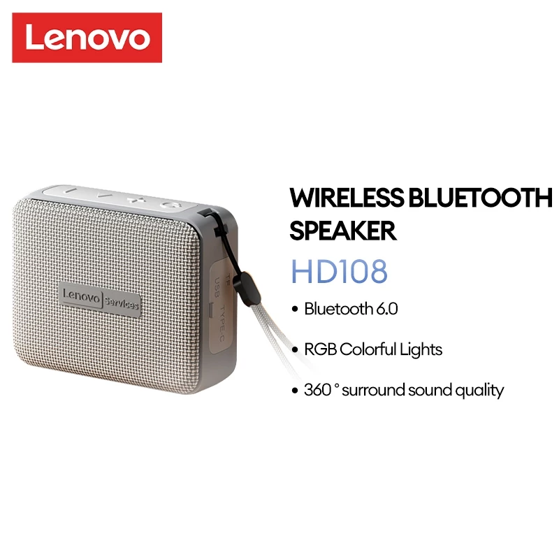 Loa Bluetooth Lenovo HD108 TWS Hi-Fi Stereo RGB Đèn Nhiều Màu Sắc Hai Thiết Bị Kết Nối Loa Di Động Bluetooth 5.4
