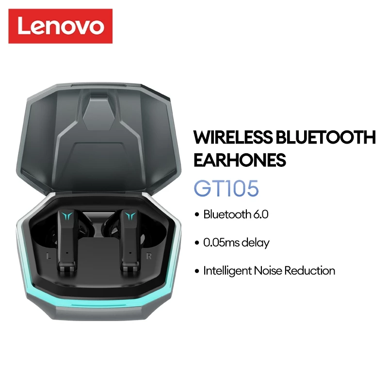 Tai nghe Bluetooth Lenovo GT105 TWS Esports Hiệu ứng âm thanh vòm không gian Giảm tiếng ồn cuộc gọi ENC Độ trễ siêu thấp Bluetooth 6.0