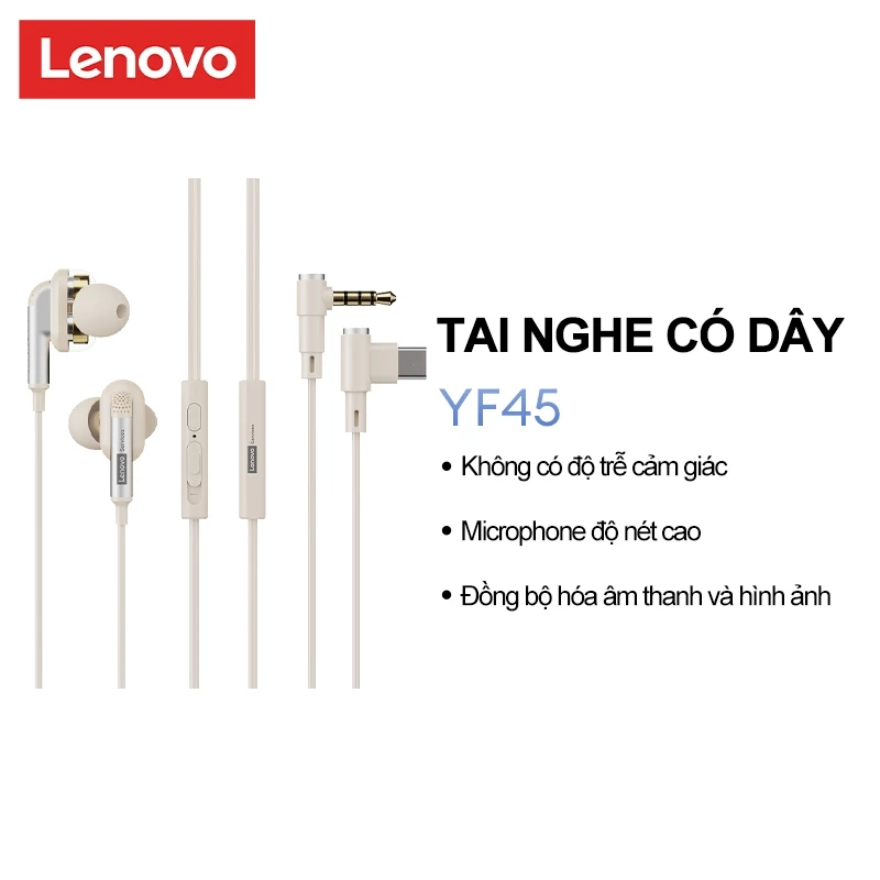 Tai nghe có dây Lenovo YF45 Gaming HIEI, micrô độ phân giải cao, độ trễ không cảm biến, đồng bộ hóa Video chơi game, âm thanh và hình ảnh