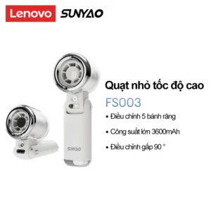 Quạt cầm tay Lenovo FS003 Mini Fan Quạt sạc điện di động 3600mAh Pin có thể gấp lại với 5 bánh răng Gió mạnh mẽ cho quạt nhỏ trường mùa hè