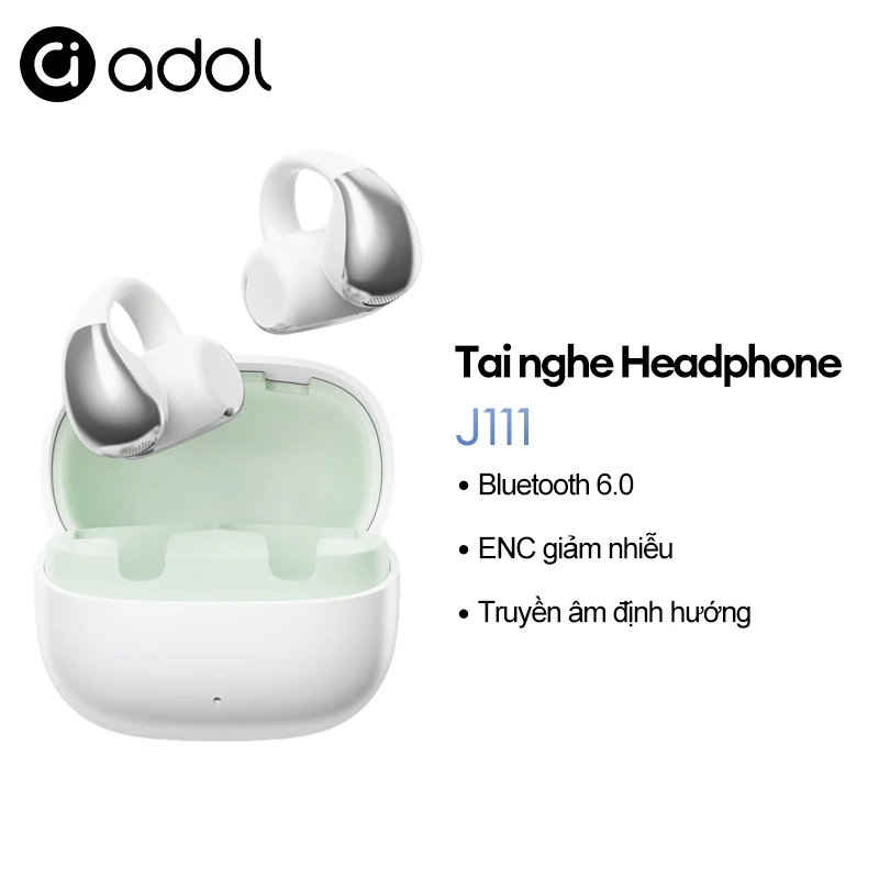Tai nghe kẹp tai ASUS Adol J111 Không dây Bluetooth | ENC Khử ồn Micro kép | Truyền định hướng, Đeo êm ái, Thời lượng pin dài