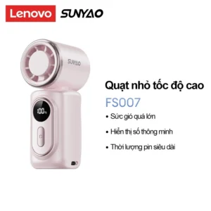 Quạt nhỏ cầm tay tốc độ cao Lenovo Sunyao FS007 Màn hình kỹ thuật số thông minh Quạt siêu nhỏ gọn và di động có thể kẹp và sử dụng