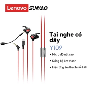 Tai nghe có dây chơi game Lenovo Sunyao Y109 E-sports Âm thanh vòm HIFI có micrô kép để giảm tiếng ồn độ phân giải cao