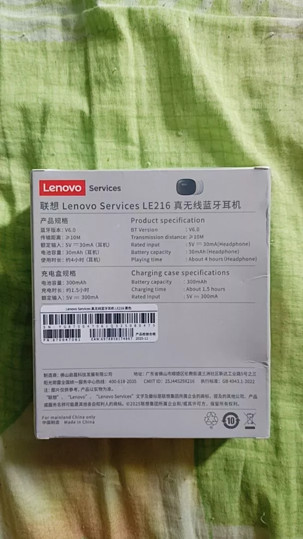 Tai nghe Bluetooth Lenovo LE216 TWS HiFi Level Âm thanh toàn cảnh lâu trôi Pin Giảm tiếng ồn HD Bluetooth 6.0