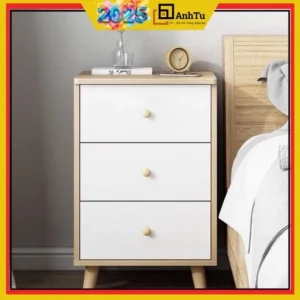 Tủ 3 ngăn kéo, tab đầu giường Bắc Âu, dễ dàng di chuyển, phù hợp cho mọi căn phòng, chất gỗ MDF ván gỗ dày 12mm