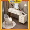Bàn trang điểm phòng ngủ tối giản hiện đại bằng đá cẩm thạch ánh sáng Bắc Âu, có kèm ghế, gương cảm ứng, mặt bàn là đá