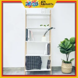 Kệ sách gỗ 5 tầng MDF, kệ đựng sách vở bằng gỗ chất lượng cao thiết kế hình thang có 5 tầng để sách kích thước 140x60x34