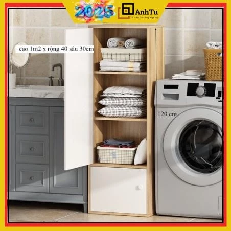 Tủ Bắc Âu 4 tầng để sàn, chất liệu gỗ MDF phong cách tối giản hiện đại, kích thước đa dạng