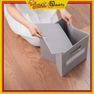 Hộp vải kệ sách tổ ong, kích thước chuẩn với từng ô trên kệ, màu ghi phù hợp cho 2 màu của kệ gỗ