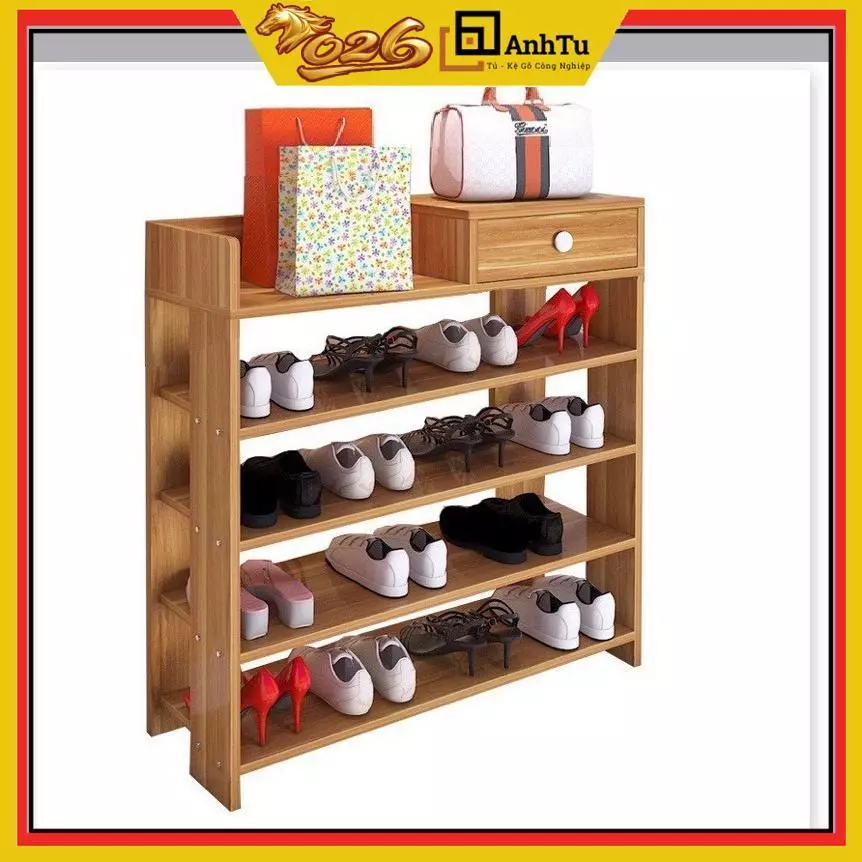 Kệ giày gỗ 5 tầng, chuyên để các loại giày dép, có thể để trong hoặc bên ngoài gia đình dễ dàng lắp ráp 72 x 53 x 25cm