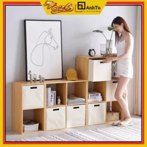 Kệ gỗ tổ ong 3 tầng màu gỗ, kệ sách tổ ong sang trọng, hiện đại, gọn gàng chất gỗ MDF (màu gỗ)