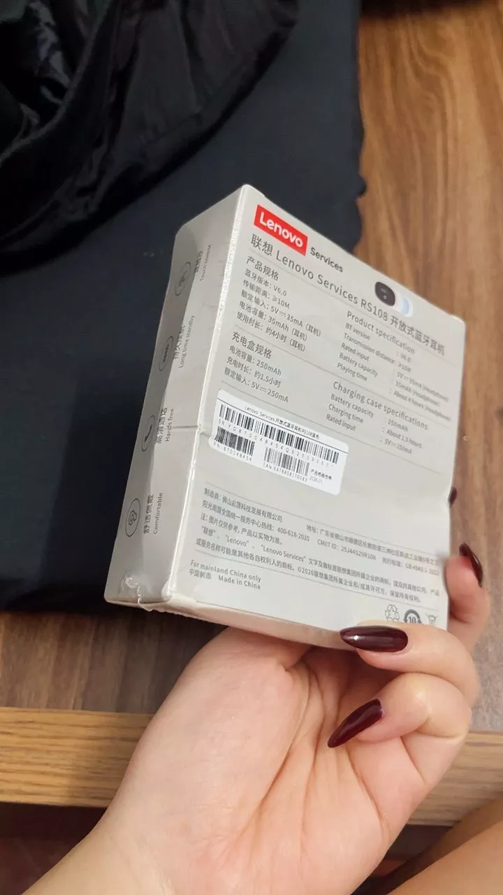 Tai nghe Bluetooth không dây Lenovo RS108 Hiệu ứng âm thanh HIFI toàn cảnh Cuộc gọi độ phân giải cao Giảm tiếng ồn Độ trễ thấp và không rò rỉ âm thanh Bluetooth 6.0
