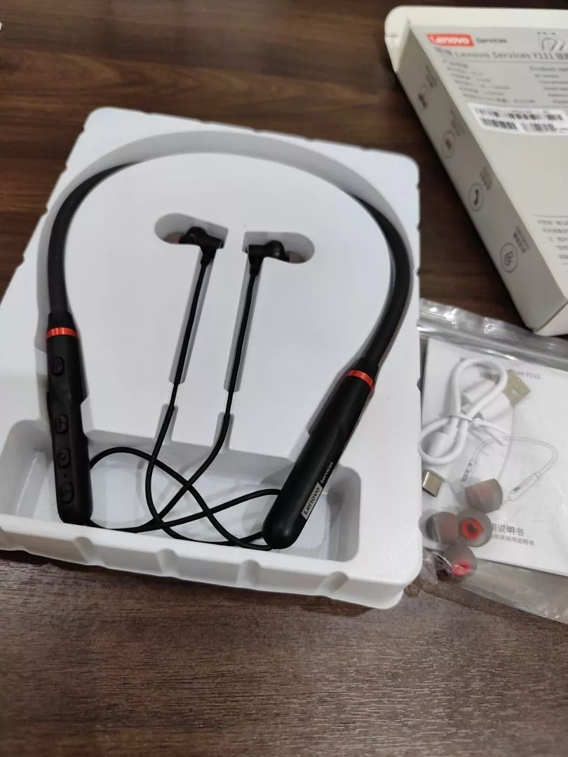 Tai nghe Bluetooth không dây đeo cổ Lenovo Y111 có micrô Tai nghe khử tiếng ồn Bass Thể thao Chạy bộ Tai nghe lâu trôi