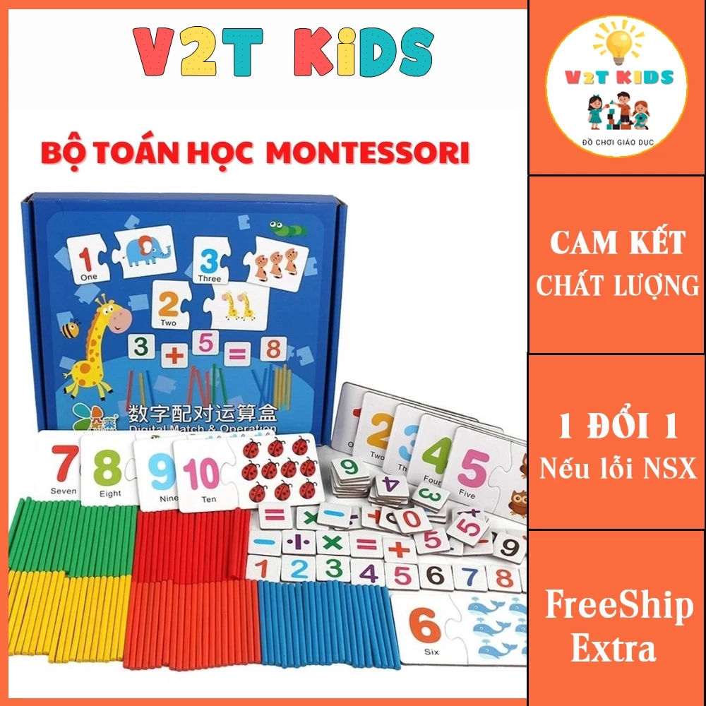 Đồ Chơi Toán Học Montessori – Hộp Toán Học Thẻ Ghép Số Và Que Tính – Bộ Toán Hươu Cho Bé