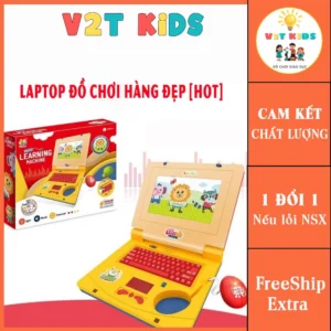 Đồ Chơi Máy Tính Laptop Cho Bé Có Nhạc, Đèn Led, Màn Hình Động Kèm Chuột Bằng Nhựa ABS An Toàn Cho Bé