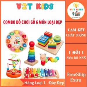 Combo 6 Món Đồ Chơi Gỗ Montessori Hàng Đẹp – Đồ Chơi Gỗ Phát Triển Tư Duy Cho Bé