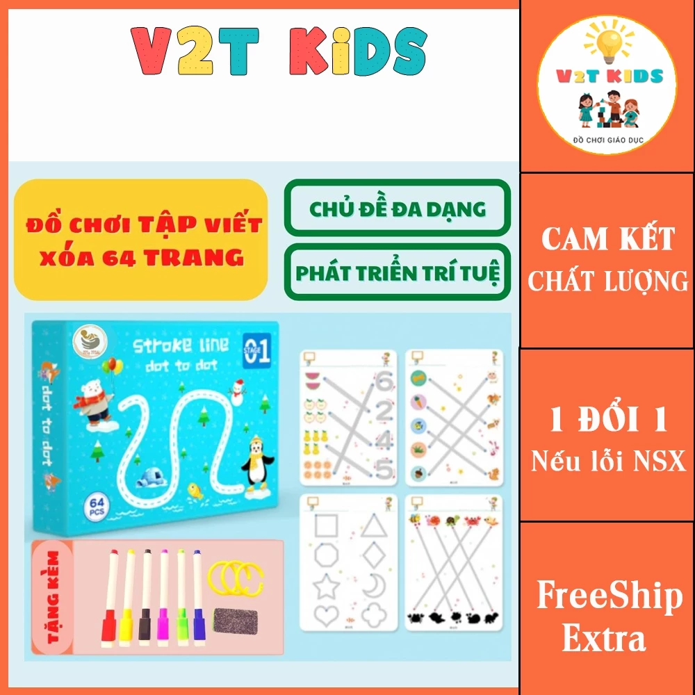 Combo Tập Tô Vẽ Thông Minh Xóa Được 64 Trang – Viết Xóa 64 Trang Tặng Kèm Bút