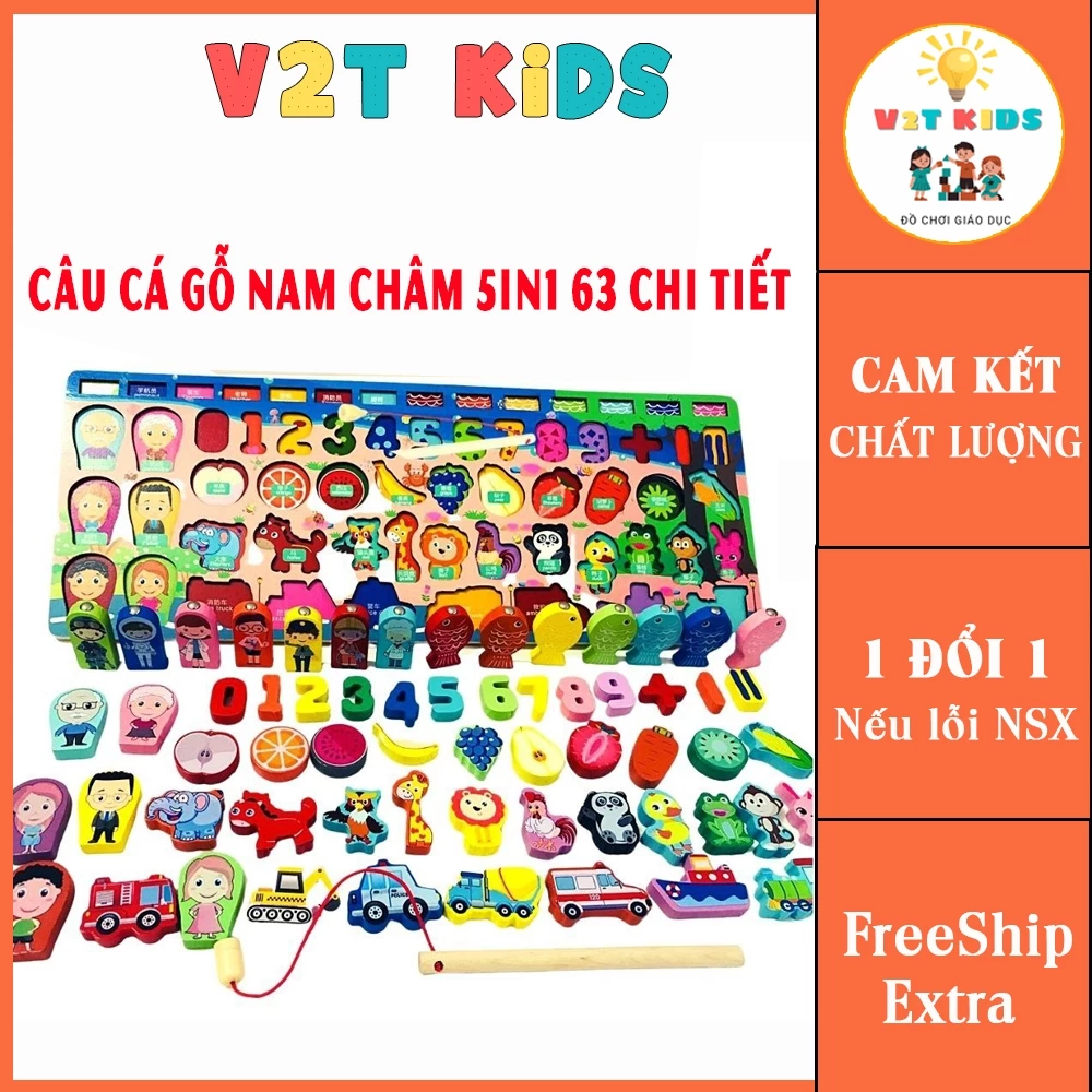 Bảng Gỗ Số Câu Cá Thông Minh 5in1 63 Chi Tiết Cho Bé – Đồ Chơi Gỗ Phát Triển Trí Tuệ
