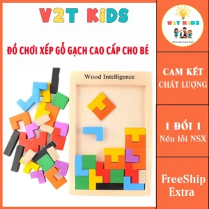 Đồ Chơi Xếp Hình Gỗ Cho Bé – Bộ Xếp Gạch Ghép Hình Gỗ Thông Minh Nhiều Màu Phát Triển Tư Duy