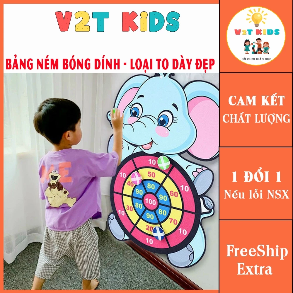Ném Bóng Dính – Bảng Phi Tiêu Bóng Ném Dính Hình Con Vật Tặng Kèm 3 Bóng Và Móc Treo Loại Dày Đẹp