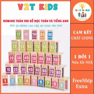 Bộ Domino Số Học 100 Số Học Toán Và Tiếng Anh Bằng Gỗ - Đồ Chơi Gỗ Montessori Phát Triển Trí Tuệ Cho Bé