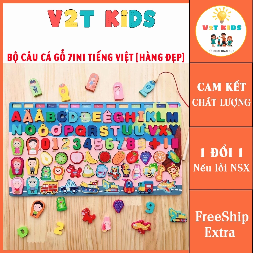 Bảng Câu Cá Gỗ 8in1 Tiếng Việt – Bộ Câu Cá Gỗ Thông Minh Cho Bé Học Nhiều Chủ Đề