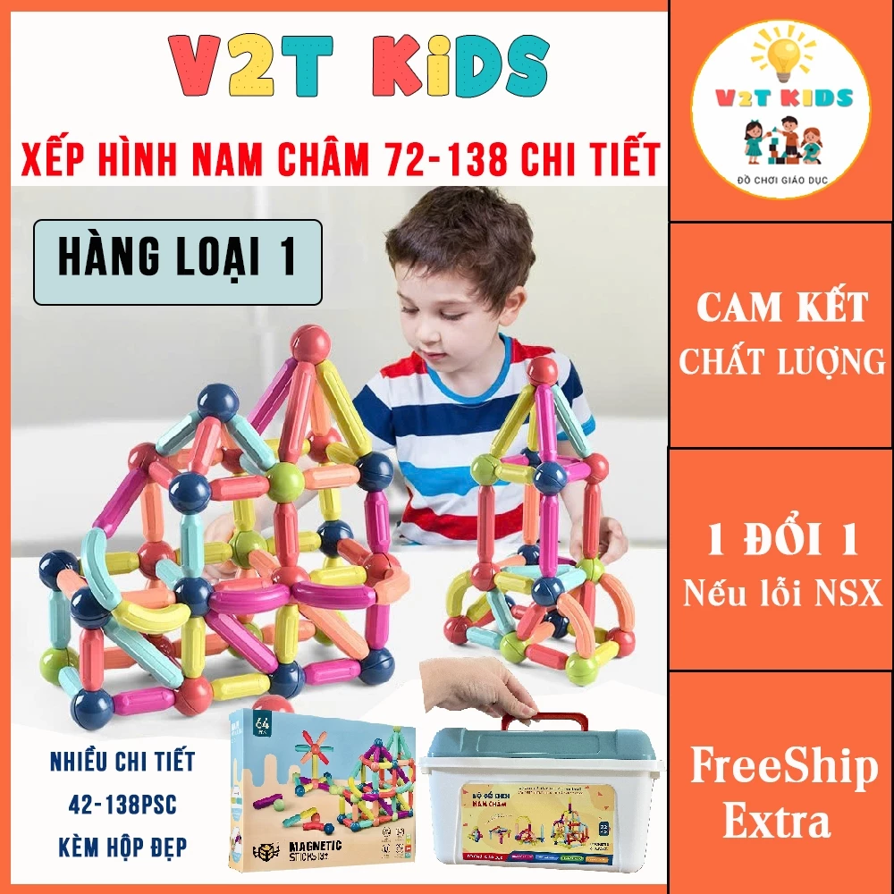 Bộ Lego Nam Châm Xếp Hình Cho Bé Loại To đẹp, lực hút tốt - Đồ Chơi Tư Duy Cho Bé 2-6 Tuổi