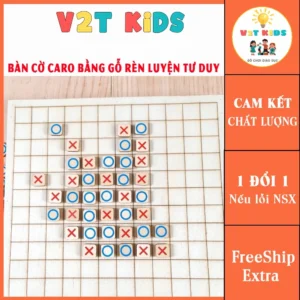 Bộ Cờ Caro Gỗ Phát Triển Tư Duy Cho Bé Loại In Màu Có Hộp Đựng 100 Quân Cờ