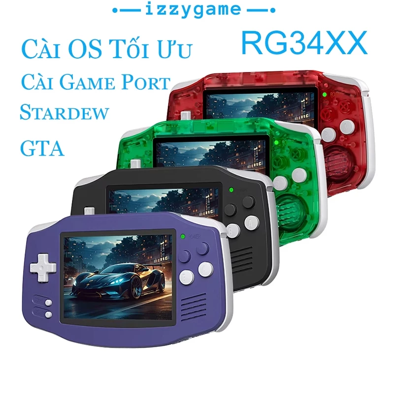 Anbernic rg34xx, mẫu máy GBA đến từ nhà Anbernic, cấu hình mạnh, hỗ trợ hàng chục giả lập với hàng vạn trò chơi IZZYGAME