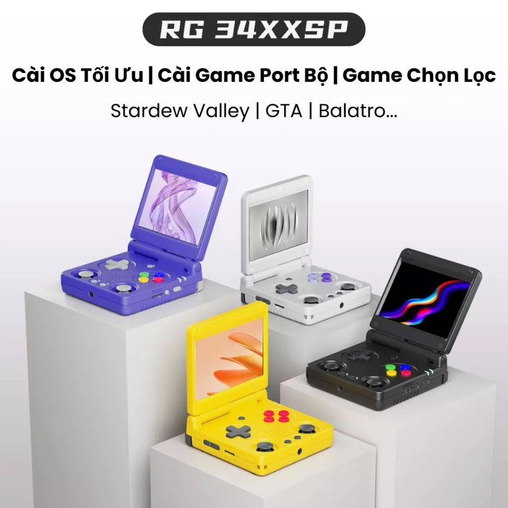 Anbernic rg34xx sp cực xịn sò cho anh em thích máy gập gọn gàng vẫn mạnh mẽ để chơi hầu hết các giả lập từ psp trở lại.