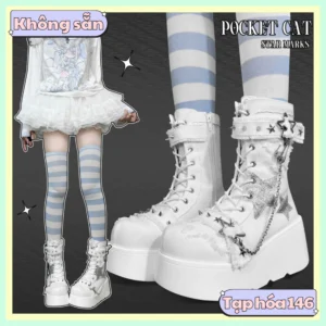 [SẴN] Giày nữ phong cách lolita gothic - Giày ulzzang phong cách Nhật Bản y2k đế bằng